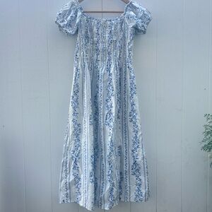 Blue Floral Print Women's Dress
